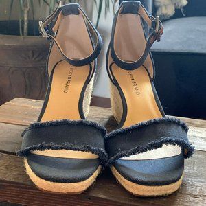 LUCKY BRAND Sz 9 1/2 M Blue Strappy Wedge Sandals Shoes Women's